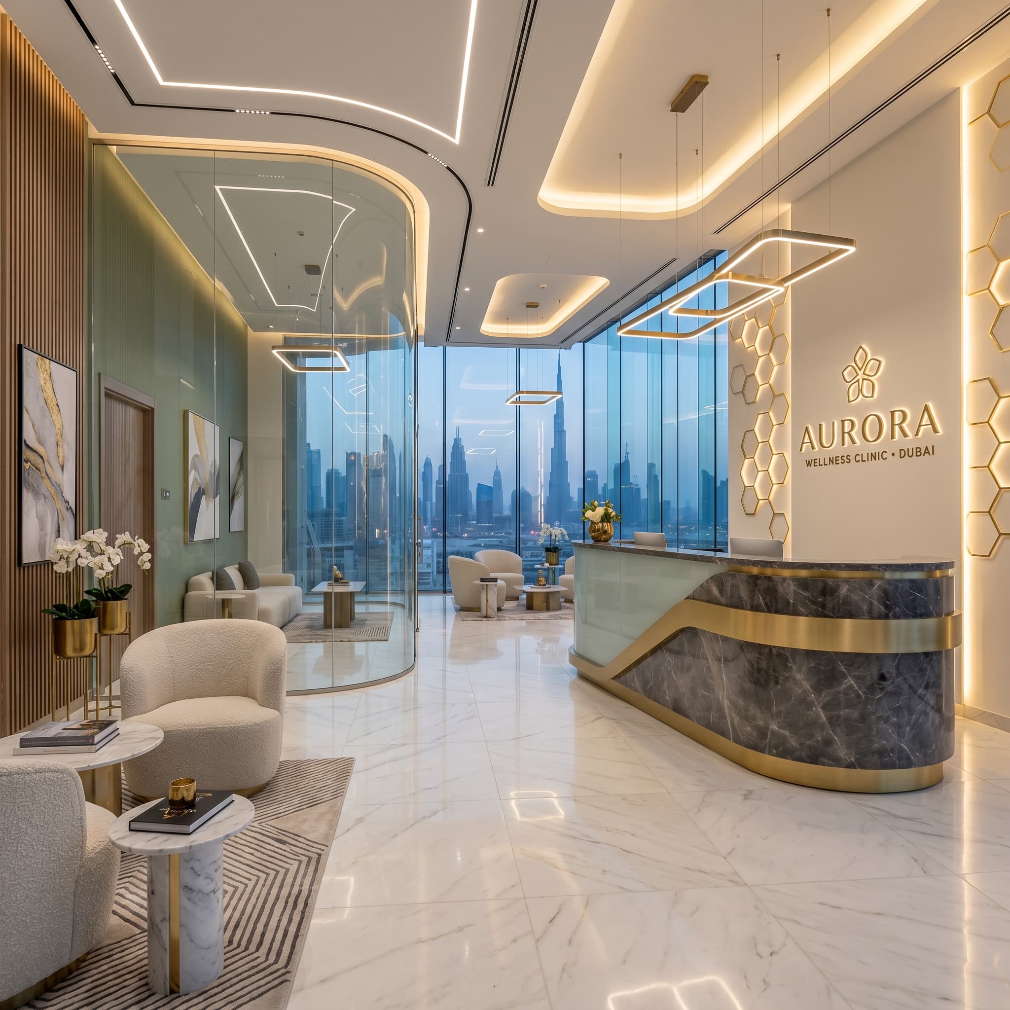 Интерьер премиальной клиники в Дубае