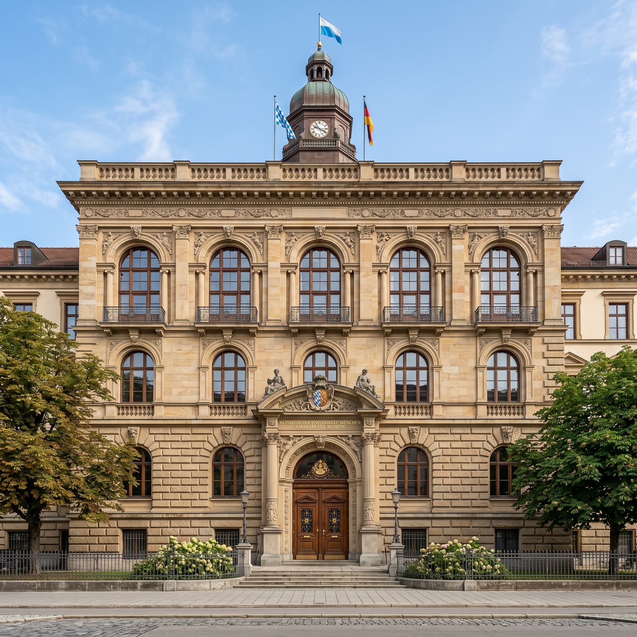 Фасад университетской клиники в Мюнхене