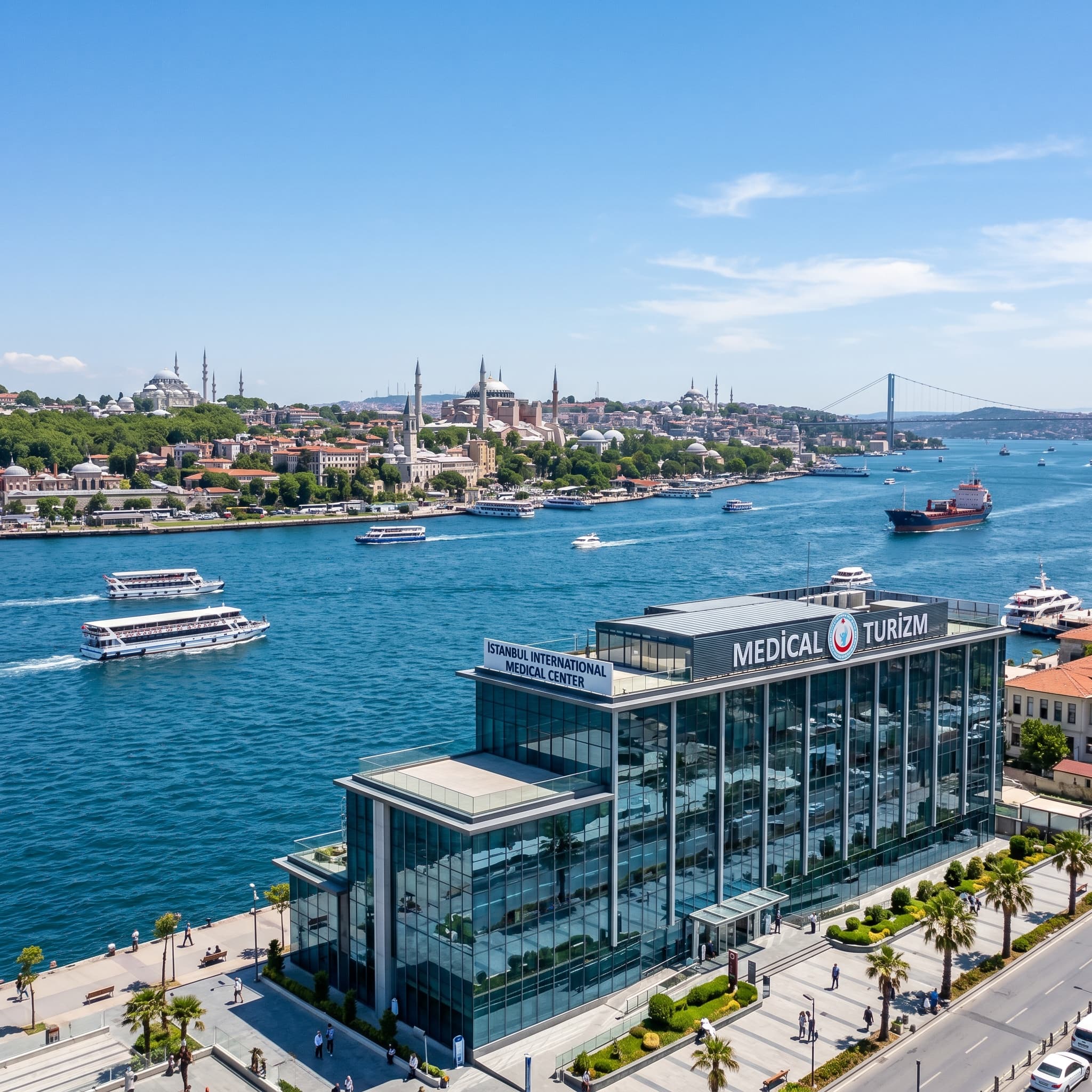 Вид на Босфор из современной клиники Стамбула