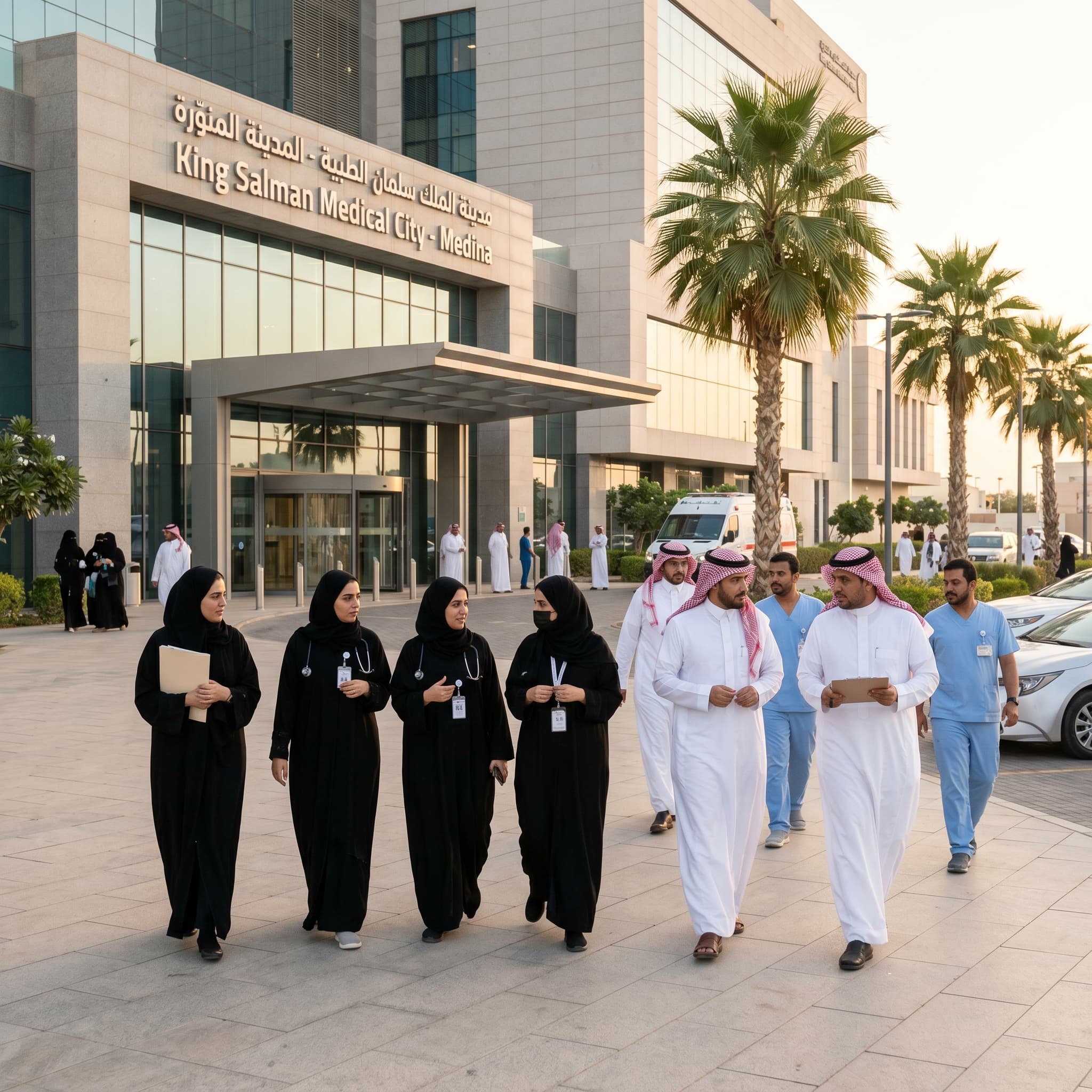 Медицинская команда у госпиталя в Медине